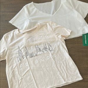 White and Cream FRIENDS Graphic Crop T-Shirts BUNDLE
